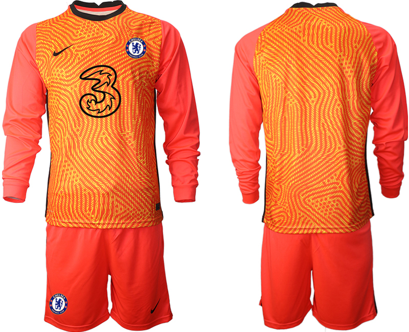 Men 2021 Chelsea red goalkeeper long sleeve. soccer jerseys->chelsea jersey->Soccer Club Jersey